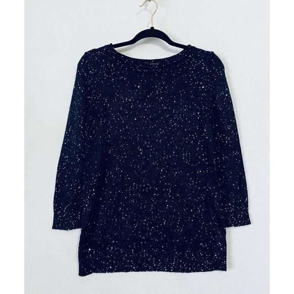 Talbots Sweater Womens Medium Navy Blue Sequin Sparkly Holiday Boho - Picture 1 of 6